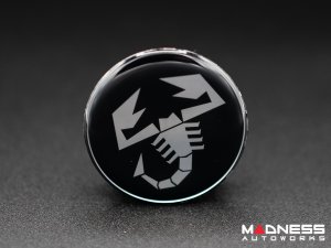 FIAT 500 Center Caps - Black w/ Silver Scorpion